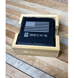 04326 Slate Flag Coaster Set w/ Bamboo Box