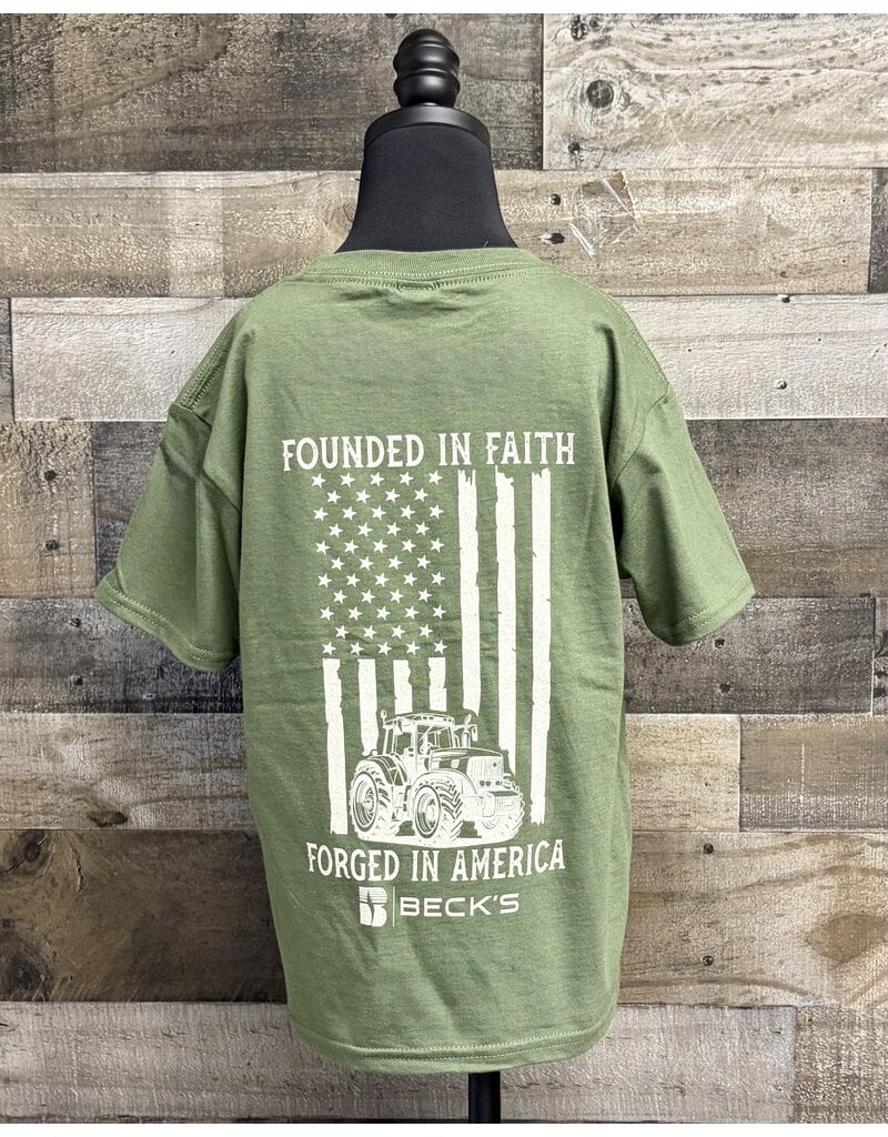 Gildan 05189 Gildan Youth Flag w/ Tractor on Back Shirt