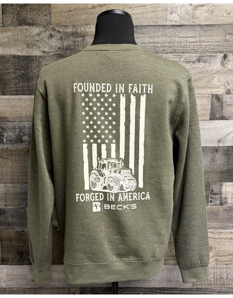 District 05253 Crewneck Founded In Faith w/ Flag & Tractor