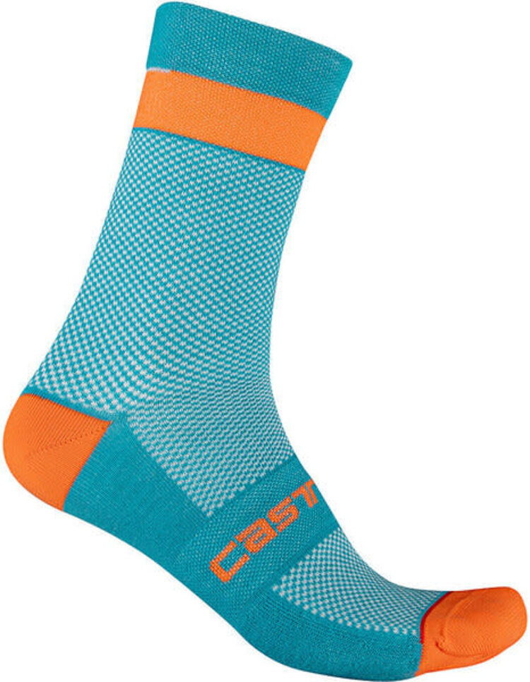Castelli Alpha W 15 Sock (Teal Blue/Fiery Red)