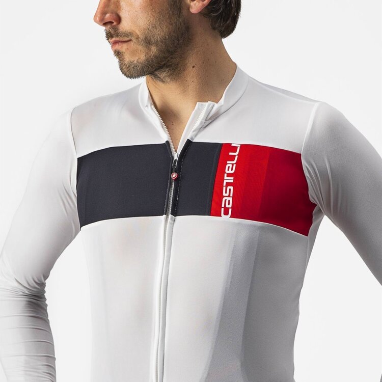 Castelli Prologo 7 Long Sleeve Jersey Ivory/Black-Red - XXL