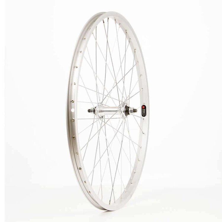 Wheel Shop Front 24" Wheel, 36H Silver Ally Single Wall Alex C1000/ Silver Frmula FM-21 Nutted Axle Hub, Steel Spkes