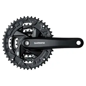 Shimano FRONT CHAINWHEEL, FC-M371-L, FOR REAR 9-SPEED, 170MM, 48X36X26T W/CHAIN GUARD(INTEGRATED TYPE), CHAIN CASE COMPATIBLE, BLACK W/FIXING BOLT, SHIMANO LOGO