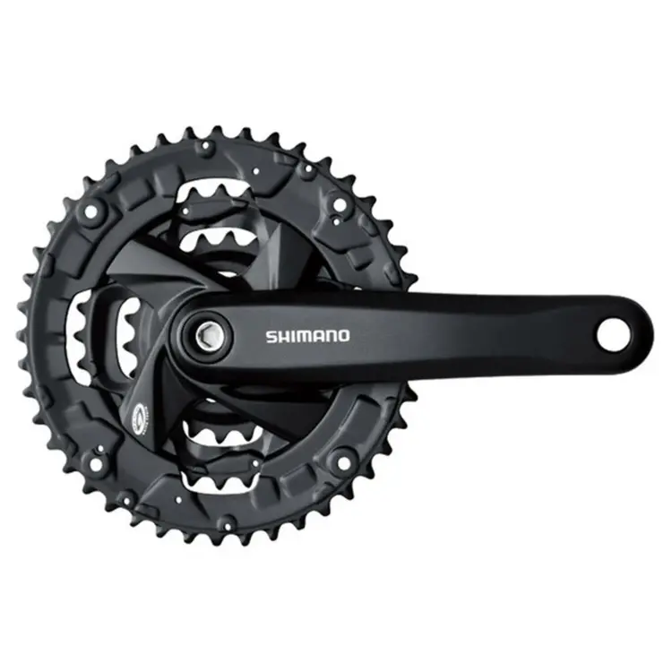 Shimano FRONT CHAINWHEEL, FC-M371-L, FOR REAR 9-SPEED, 170MM, 48X36X26T W/CHAIN GUARD(INTEGRATED TYPE), CHAIN CASE COMPATIBLE, BLACK W/FIXING BOLT, SHIMANO LOGO