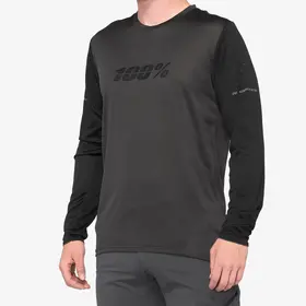 100 Percent RIDECAMP Long Sleeve Jersey Black/Charcoal - L