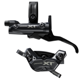 Shimano DISC BRAKE ASSEMBLED SET/J-kit, DEORE XT, BL-M8200(L), BR-M8220(F), W/O ADAPTER, METAL PAD(W/FIN), 1000MM HOSE (SM-BH90-SBM BLACK), W/CONNECTER INSERT ONE