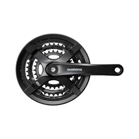 Shimano Shimano, FC-TY501, Crankset, 6/7/8 sp., 170mm, 28/38/48T w/CG, Riveted, Square, 47.5mm, Black