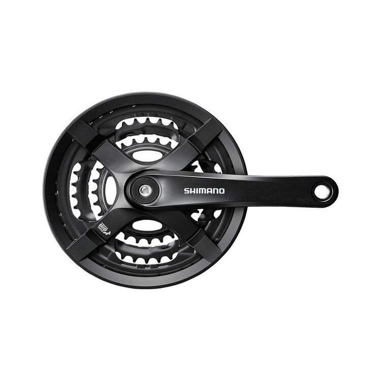 Shimano Shimano, FC-TY501, Crankset, 6/7/8 sp., 170mm, 28/38/48T w/CG, Riveted, Square, 47.5mm, Black
