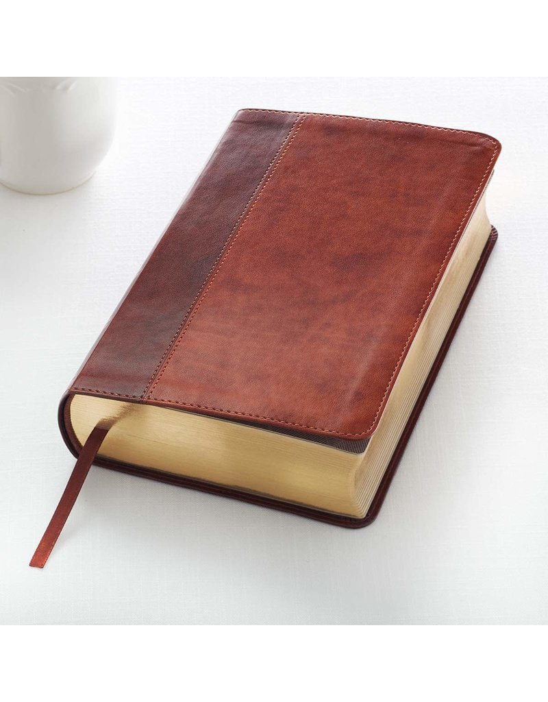 Giant Print Standard Bible Duo-tone Brown Leathersoft