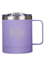 Be Still & Know Stainless Steel Camp Mug in Purple