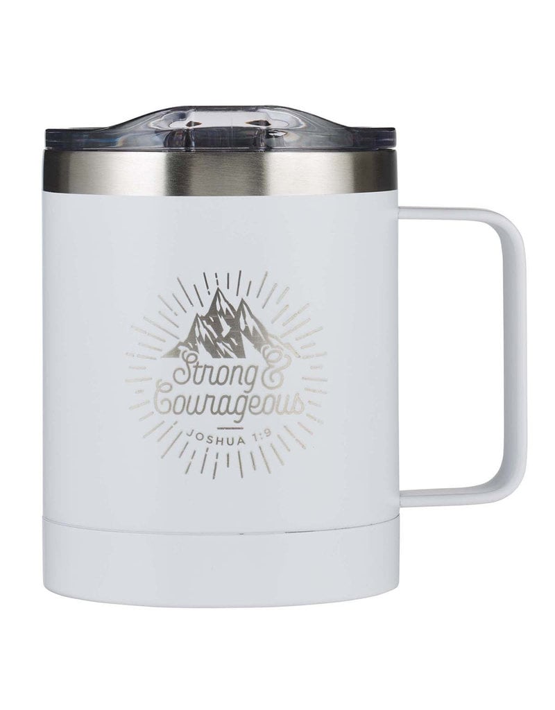Strong & Courageous Stainless Steel Camp Mug in White