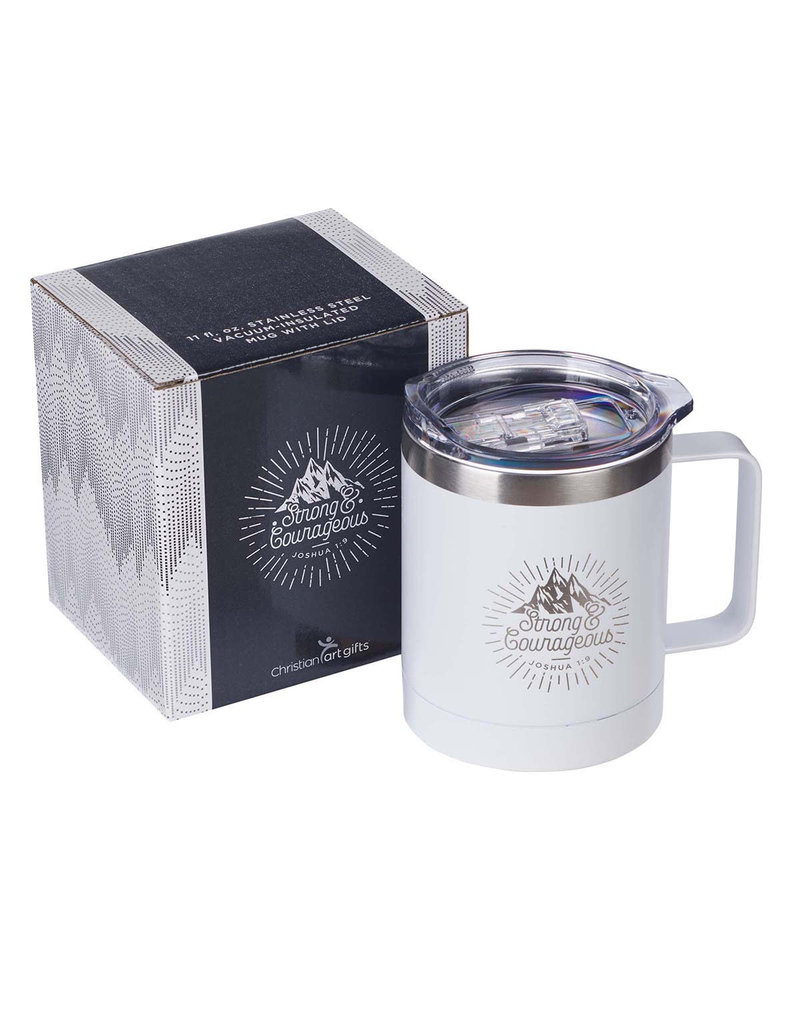 Strong & Courageous Stainless Steel Camp Mug in White