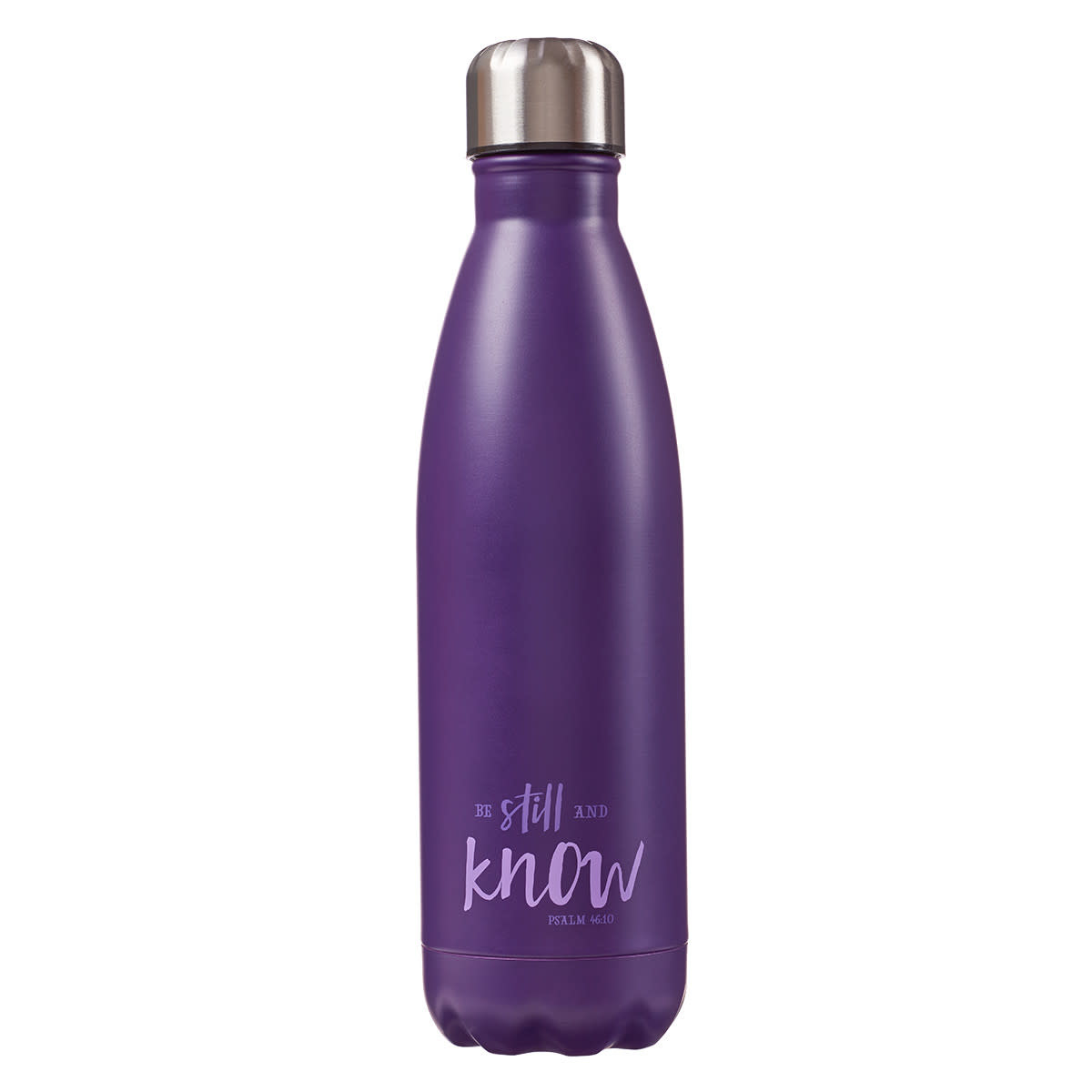 Be Still & Know White Floral Stainless Steel Water Bottle - Psalm 46:10