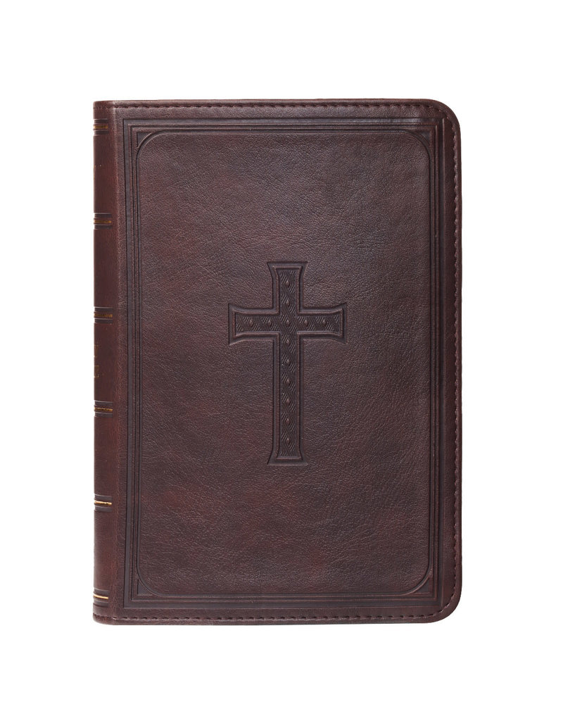 Large Print Dark Brown Cross Compact Bible