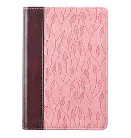 Slimline Duo-Tone Brown/Pink With Leaf Debossing Compact Bible