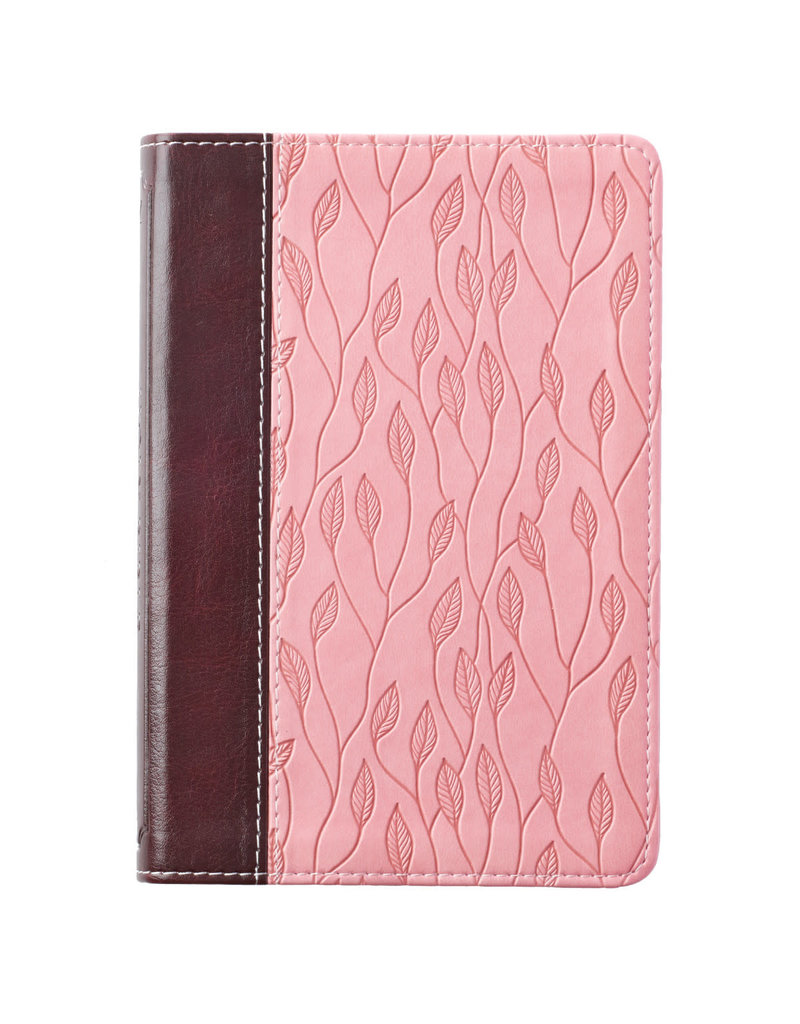 Slimline Duo-Tone Brown/Pink With Leaf Debossing Compact Bible