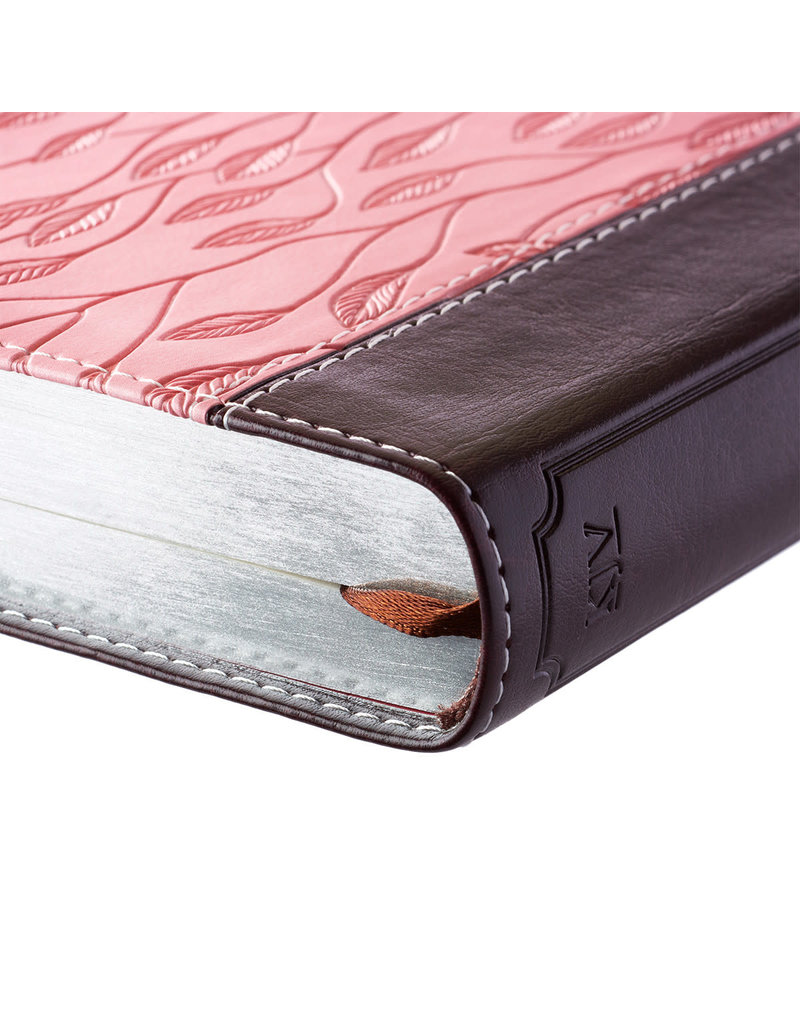 Slimline Duo-Tone Brown/Pink With Leaf Debossing Compact Bible