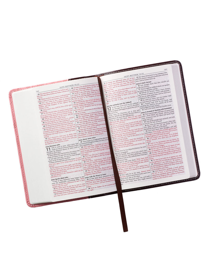 Slimline Duo-Tone Brown/Pink With Leaf Debossing Compact Bible