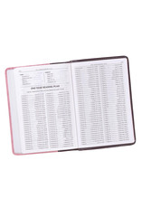 Slimline Duo-Tone Brown/Pink With Leaf Debossing Compact Bible