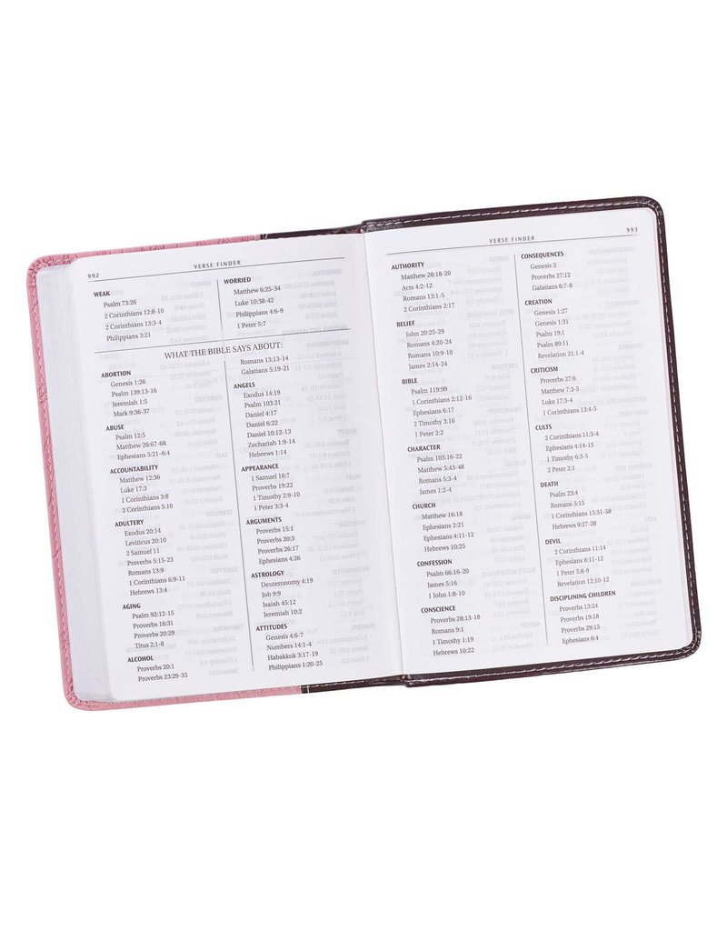 Slimline Duo-Tone Brown/Pink With Leaf Debossing Compact Bible