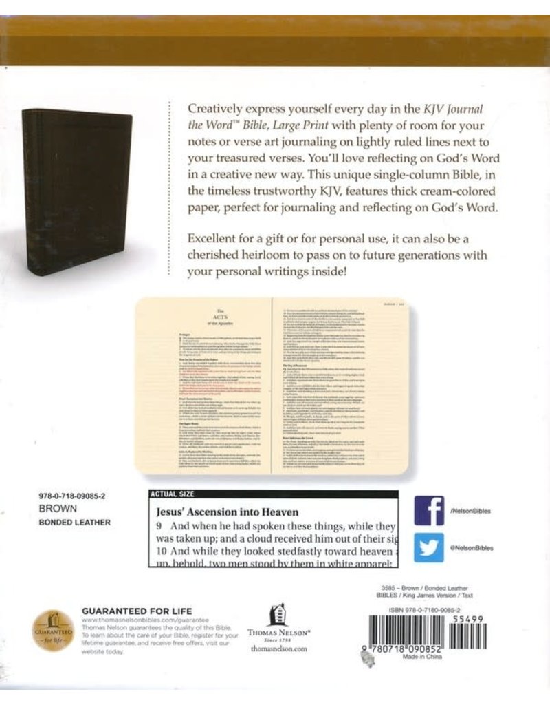 KJV, Journal the Word Bible, Large Print, Bonded Leather, Brown, Red Letter Edition