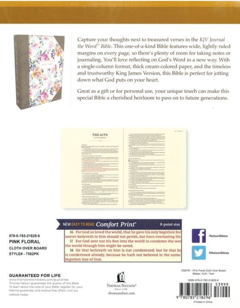 Journal the Word Bible Pink Floral Hardcover