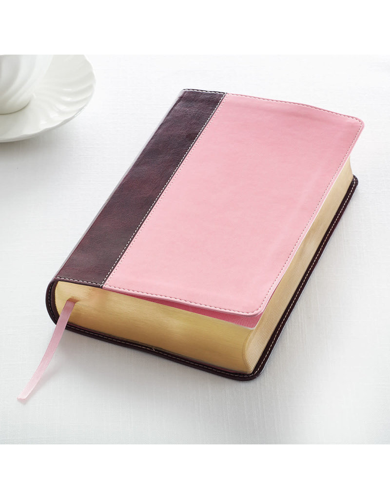 Giant Print Standard Bible Pink/Brown Leathersoft