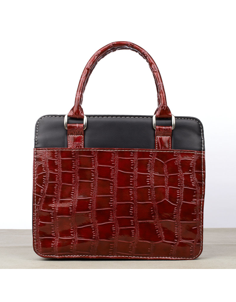 Burgundy Crocodile Embossed Purse-style Fashion Bible Cover