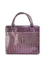 Purse Style with Crocodile Embossing in Purple Bible Cover