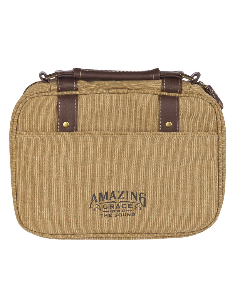 Amazing Grace Tan Canvas Classic Bible Cover