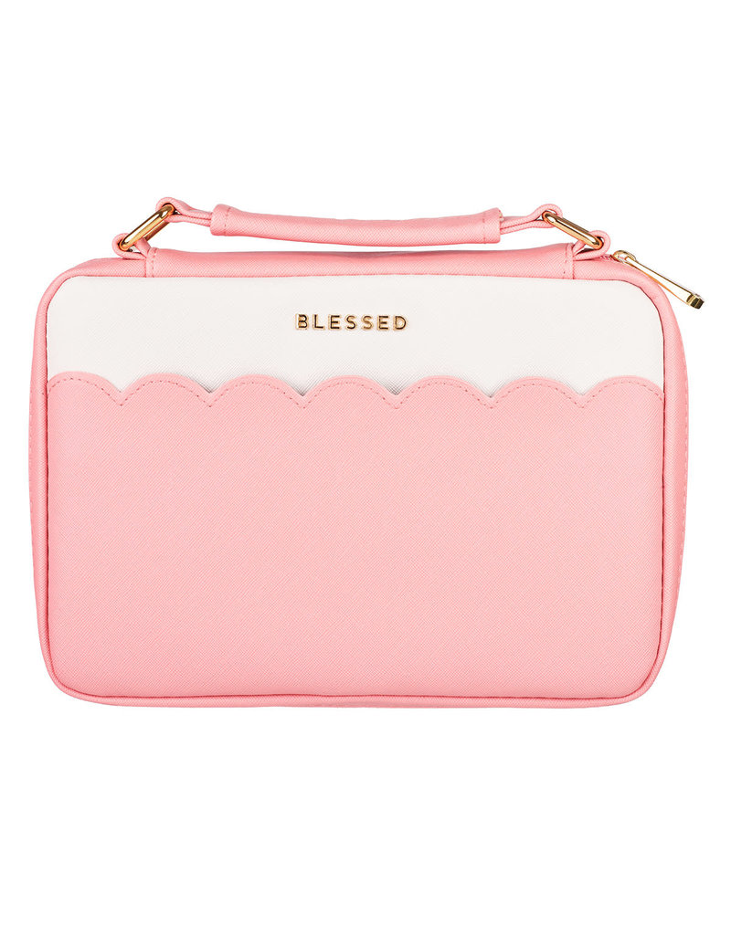 Blessed Pink Scalloped Faux Leather Fashion Bible Cover