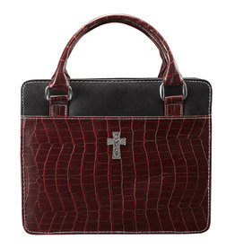 Burgundy Purse Style Fashion Bible Cover with Crocodile Embossing