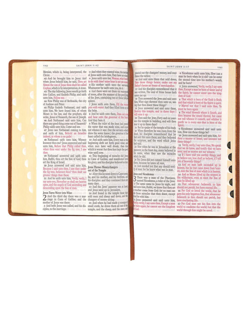 Giant Print Full-Size Bible Tan Leathersoft Thumb Indexed