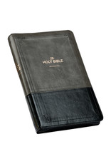 Gray and Black Faux Leather KJV Deluxe Gift Bible with Thumb Index and Zippered Closure