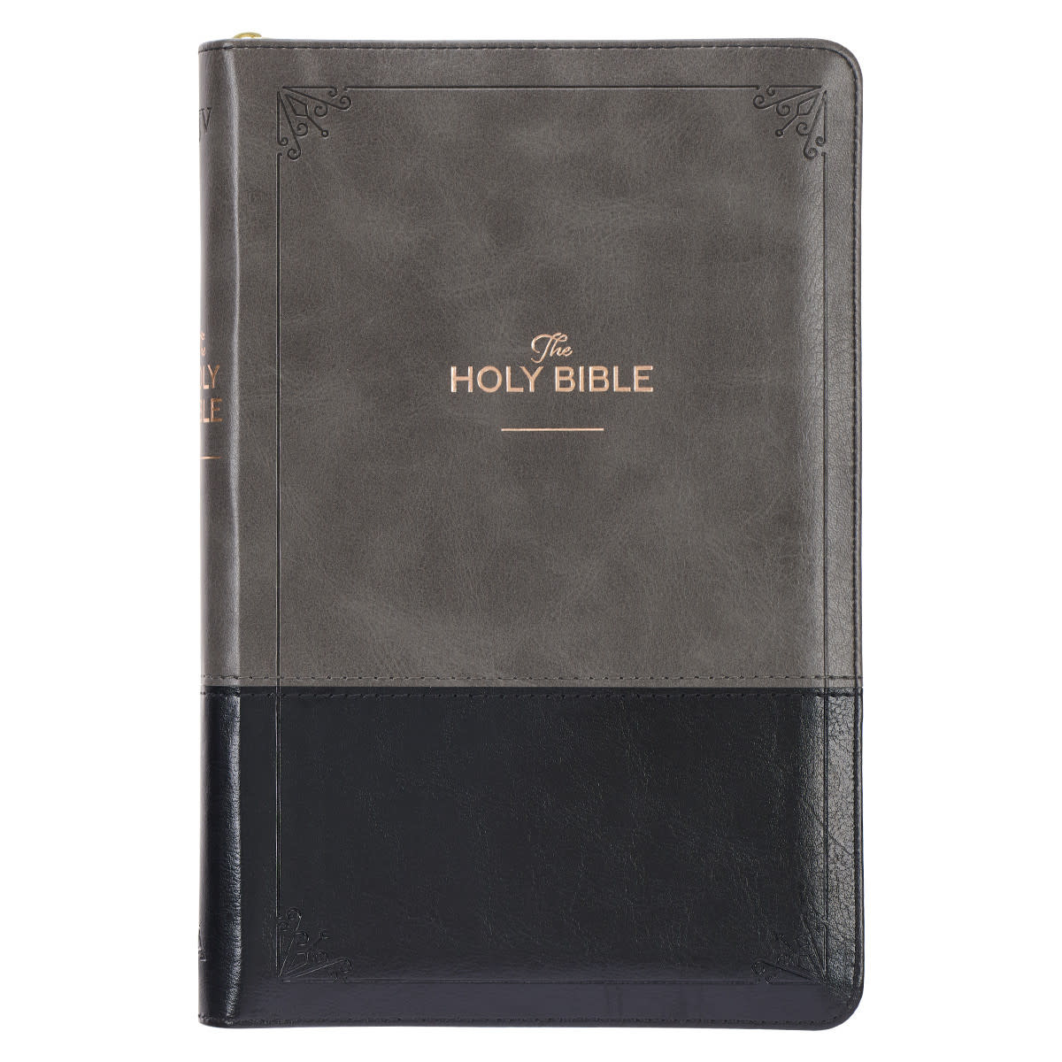 Gray and Black Faux Leather KJV Deluxe Gift Bible with Thumb Index