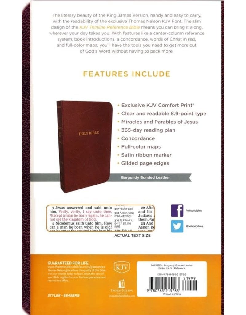 Thinline Reference Bible Burgundy Bonded Leather