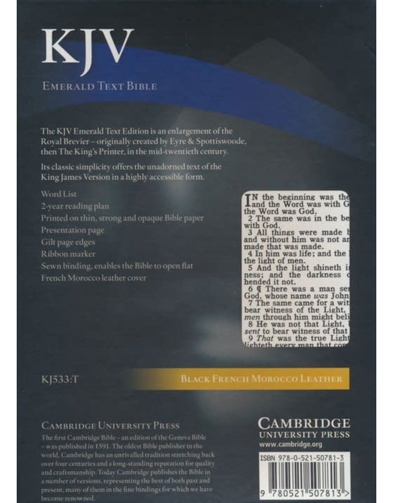 Cambridge Emerald Text Black French Morocco Leather