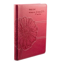 With God All Things Are Possible Fuchsia Pink Faux Leather Handy-sized Journal - Matthew 19:26