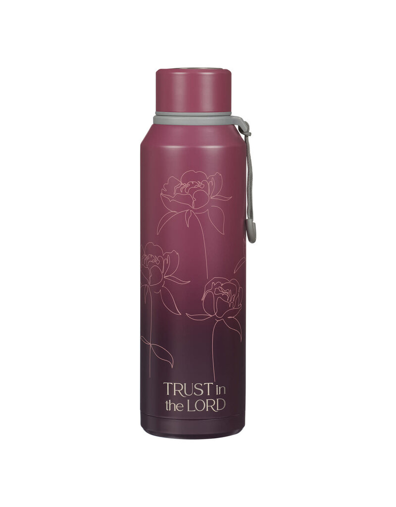 Trust in the Lord Plum Floral Stainless Steel Water Bottle - Proverbs 3:5