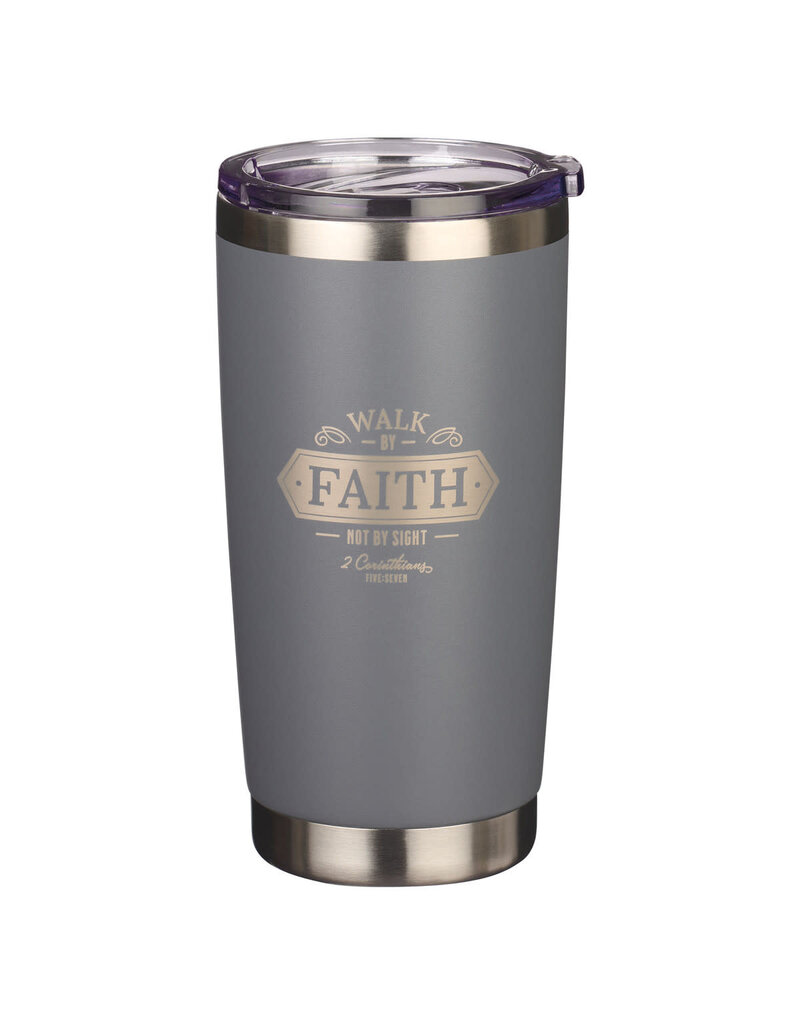 Walk By Faith Gray Stainless Steel Mug - 1 Corinthians 5:7