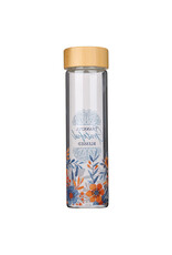 Thankful Grateful Blessed Glass Water Bottle with Bamboo Lid and Sleeve