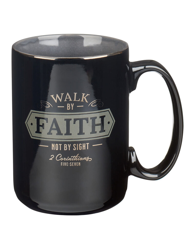 Walk By Faith Black Ceramic Coffee Mug - 2 Corinthians 5:7