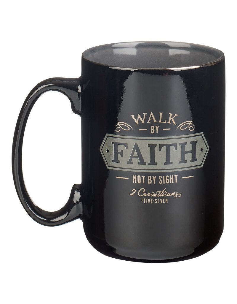 Walk By Faith Black Ceramic Coffee Mug - 2 Corinthians 5:7