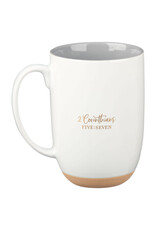 Walk By Faith White Ceramic Coffee Mug with Exposed Clay Base - 2 Corinthians 5:7