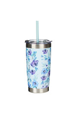 It Is Well With My Soul Purple Posies Stainless Steel Travel Mug with Reusable Straw