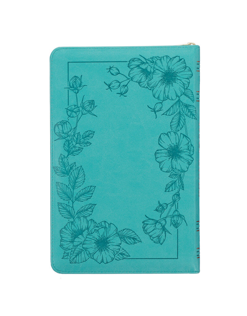 Teal Faux Leather King James Version Deluxe Gift Bible with Thumb Index and Zippered Closure