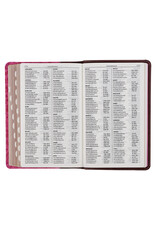 Saddle Tan and Pink Faux Leather Giant Print Standard-size King James Version Bible with Thumb Index