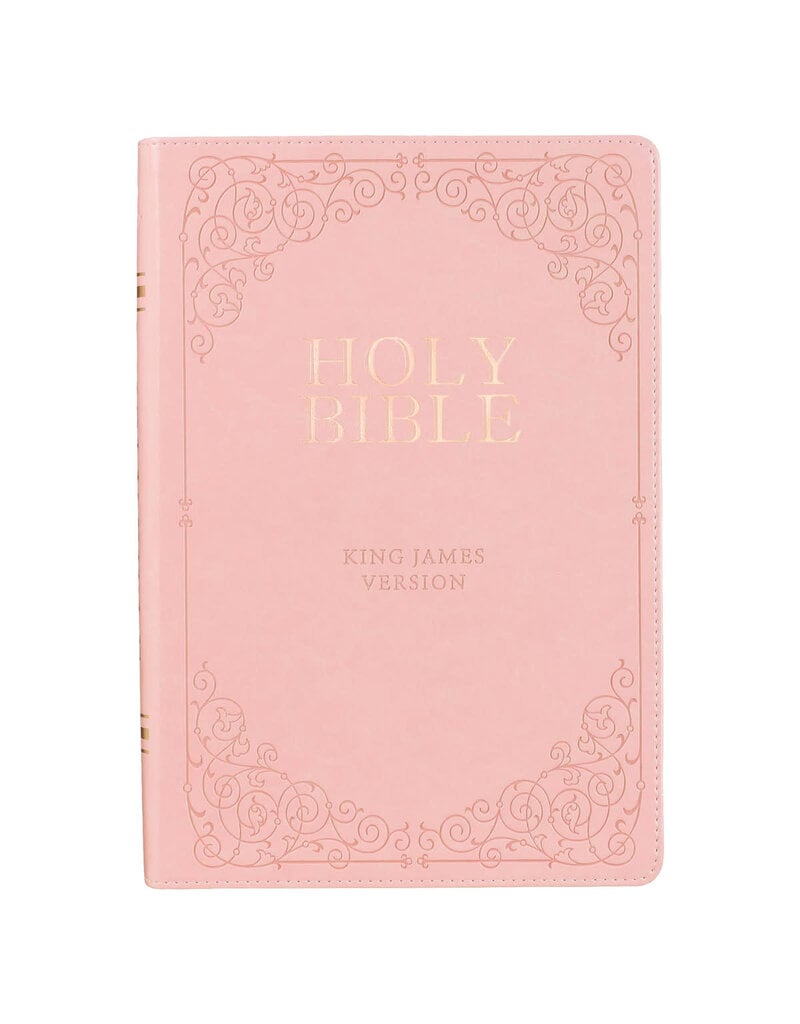 Pink Faux Leather Giant Print Full-size KJV Bible with Thumb-index