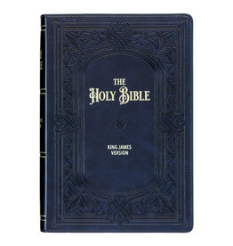 Midnight Blue Art Nouveau Framed Faux Leather Giant Print Full-size King James Version Bible with Thumb Index