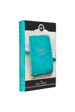 Vibrant Teal Faux Leather Large Print Thinline King James Version Bible with Zippered Closure and Thumb Index